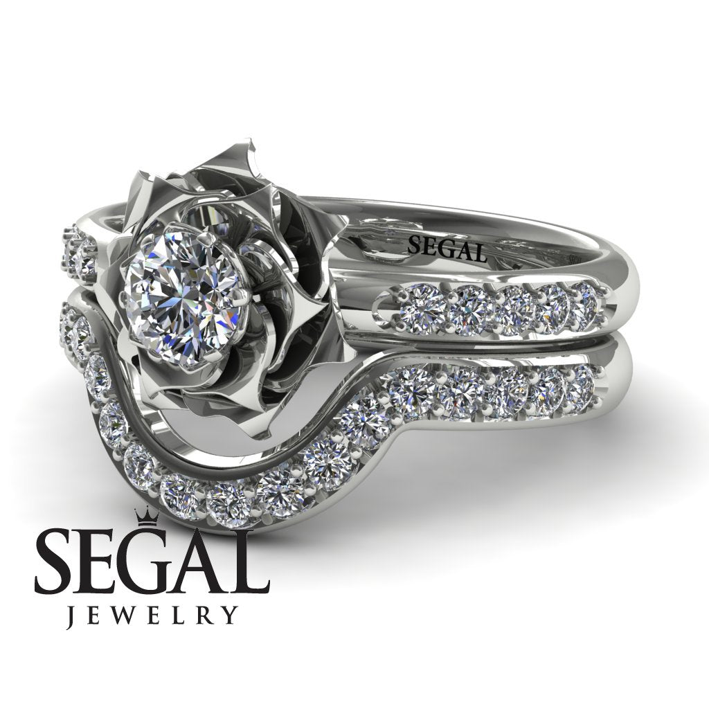 A lady's Rose Bridal Set Diamond Ring - Elena no. 3